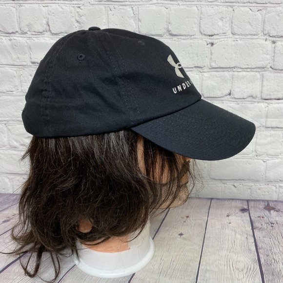 UNDER ARMOUR UA Dad Hat Women's Cap Strap Back Black OSFA Stretch Embroidered - Picture 4 of 12